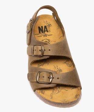 Sandales garçon dessus cuir uni et semelle imprimée – NA! vue5 - NA! - GEMO
