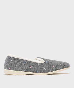 Chaussons pantoufles en velours brodé femme vue1 - G'FLEX GEMO FOR GOOD - GEMO