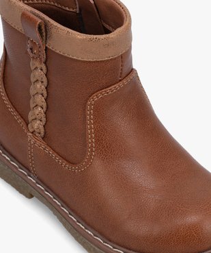 Boots bébé fille unies avec bride tressée sur le côté vue6 - GEMO(BEBE DEBT) - GEMO