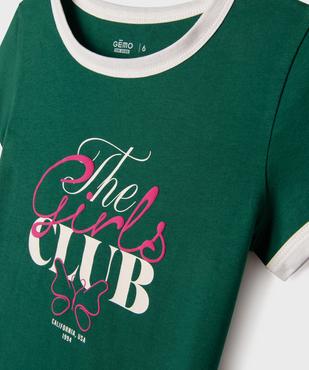 Tee-shirt manches courtes avec inscription colorée fille vue2 - GEMO 4G FILLE - GEMO