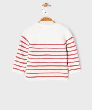 Pull brassière rayé avec message brodé bébé fille vue3 - GEMO(BB COUCHE) - GEMO