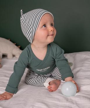 Ensemble naissance évolutif 3 pièces bébé : body, pantalon, bonnet vue7 - GEMO 4G BEBE - GEMO