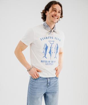 Tee-shirt manches courtes en jersey de coton imprimé homme vue2 - GEMO 4G HOMME - GEMO