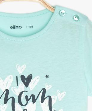 Tee-shirt bébé fille à manches courtes et motif pailleté vue2 - GEMO 4G BEBE - GEMO