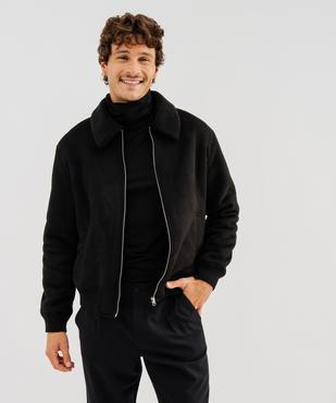 Blouson esprit aviateur en suédine doublée sherpa homme vue4 - GEMO (HOMME) - GEMO