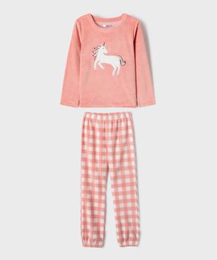 Pyjama en velours à carreaux fille vue1 - GEMO 4G FILLE - GEMO