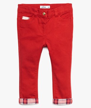 Pantalon bébé fille slim avec revers tartan vue1 - GEMO(BEBE DEBT) - GEMO