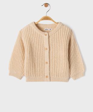 Gilet en grosse maille à col rond bébé fille vue1 - GEMO 4G BEBE - GEMO