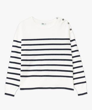 Pull fin à rayures pailletées avec boutons sur l’épaule femme vue4 - GEMO 4G FEMME - GEMO