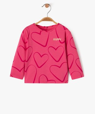 Tee-shirt manches longues motif cœurs bébé fille vue1 - GEMO 4G BEBE - GEMO