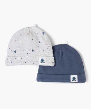 Bonnet de naissance en jersey de coton à revers bébé - LuluCastagnette (lot de 2) vue1 - LULUCASTAGNETTE - GEMO