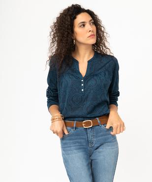 Tee-shirt à manches longues imprimé en polyester recyclé femme vue1 - GEMO 4G FEMME - GEMO