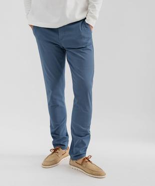 Pantalon chino coupe slim en toile de coton stretch au coloris unique homme vue1 - GEMO 4G HOMME - GEMO