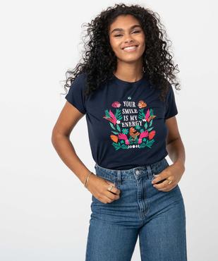 Tee-shirt femme à manches courtes avec inscription vue1 - GEMO 4G FEMME - GEMO
