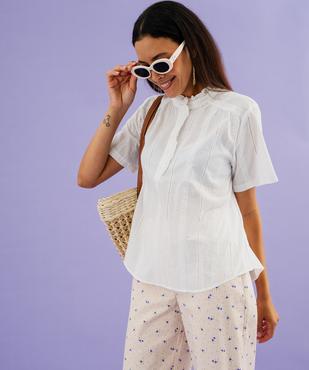 Blouse manches courtes en coton ajouré et brodé femme vue1 - GEMO(FEMME PAP) - GEMO