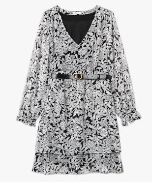 Robe en voile à motifs fleuris avec ceinture femme vue4 - GEMO 4G FEMME - GEMO
