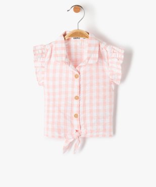 Blouse bébé fille rayée à manches volantées et pattes à nouer vue1 - GEMO(BEBE DEBT) - GEMO