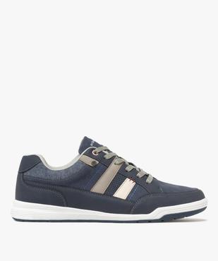 Baskets homme style denim avec bandes latérales et à lacets vue2 - URBAN STEPS - GEMO