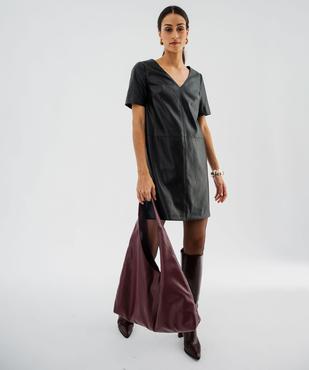 Robe courte manches courtes en cuir imitation femme vue5 - GEMO(FEMME PAP) - GEMO