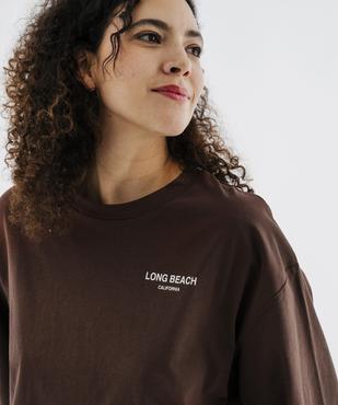 Tee-shirt manches courtes coupe large en jersey de coton imprimé femme vue2 - GEMO 4G FEMME - GEMO