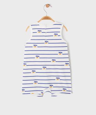 Combishort en coton à rayures et motifs palmiers bébé garçon vue3 - GEMO 4G BEBE - GEMO
