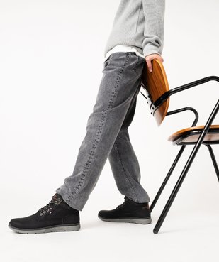 Baskets homme mid-cut casual  avec col moussé en maille vue1 - URBAN STEPS - GEMO