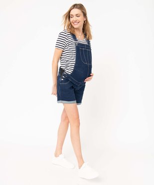 Salopette de maternité en toile denim coupe courte vue5 - GEMO (MATER) - GEMO