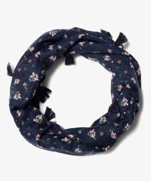 Foulard fille forme snood motif fleurs, pois et à pompons vue1 - GEMO (ENFANT) - GEMO