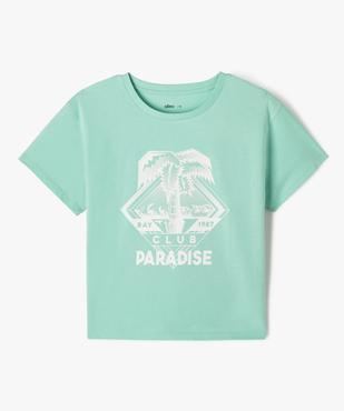 Tee-shirt à manches courtes avec motif palmier fille vue1 - GEMO (JUNIOR) - GEMO