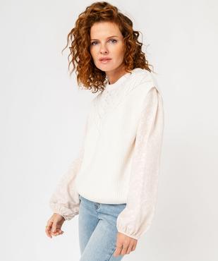 Pull sans manches avec buste en maille ajourée femme vue1 - GEMO(FEMME PAP) - GEMO