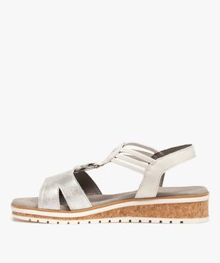 Sandales femme plates confort à brides métallisées - Softrelax vue3 - SOFTRELAX - GEMO