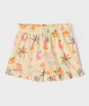 Short en maille texturée imprimée à volants fille vue3 - GEMO 4G FILLE - GEMO