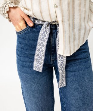 Pantacourt en jean large avec ceinture à nouer femme - LuluCastagnette vue2 - LULUCASTAGNETTE - GEMO