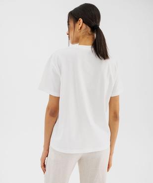 Tee-shirt manches courtes col rond uni en coton femme vue3 - GEMO 4G FEMME - GEMO