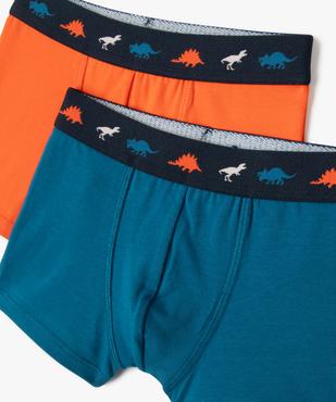 Boxer en coton stretch uni avec motif dinosaures à la taille garçon (lot de 2) vue2 - GEMO 4G GARCON - GEMO