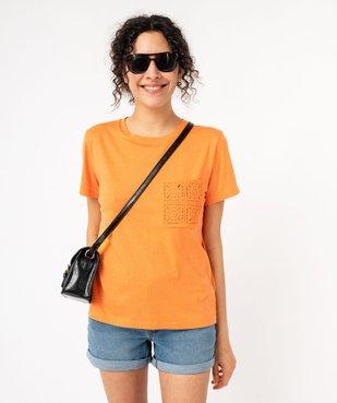 Tee-shirt manches courtes en modal à poche crochetée femme vue6 - GEMO 4G FEMME - GEMO