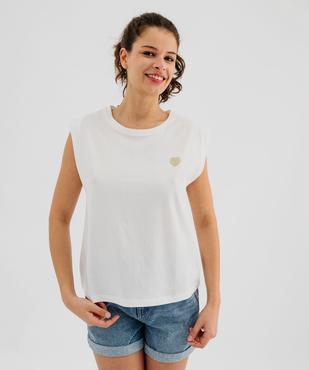 Débardeur femme en jersey de coton à broderie cœur femme vue4 - GEMO(FEMME PAP) - GEMO
