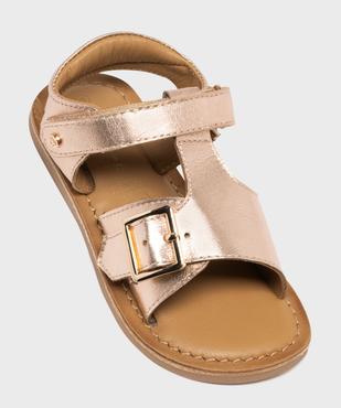 Sandales en cuir métallisé fermeture scratch fille - LuluCastagnette vue5 - LULUCASTAGNETTE - GEMO