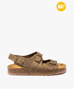 Sandales garçon dessus cuir uni et semelle imprimée – NA! vue1 - NA! - GEMO