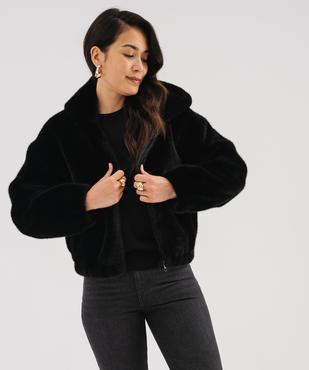 Blouson à capuche en fourrure imitation femme vue1 - GEMO 4G FEMME - GEMO