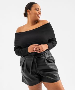 Tee-shirt manches longues col Bardot épaules dénudées femme grande taille vue5 - GEMO (G TAILLE) - GEMO