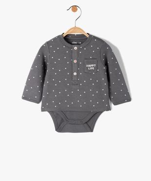 Body bébé à manches longues effet tee-shirt vue1 - GEMO(BB COUCHE) - GEMO