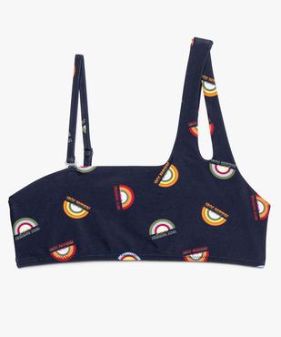 Haut de maillot de bain fille imprimé à bretelles asymétriques vue1 - GEMO (JUNIOR) - GEMO