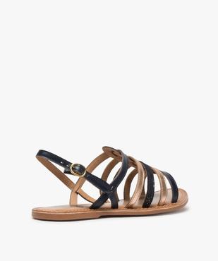 Sandales femme à talon plat et brides multiples en cuir vue4 - GEMO (CASUAL) - GEMO