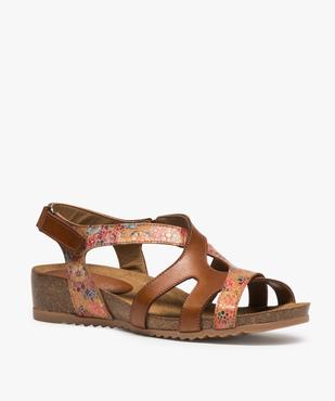 Sandales femme confort à scratch et talon compensé vue2 - GEMO (CONFORT) - GEMO