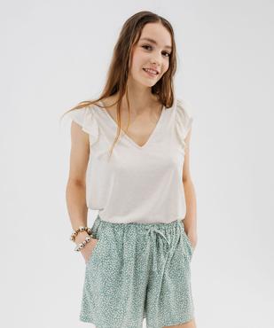 Tee-shirt sans manches pailleté et volanté femme vue1 - GEMO(FEMME PAP) - GEMO