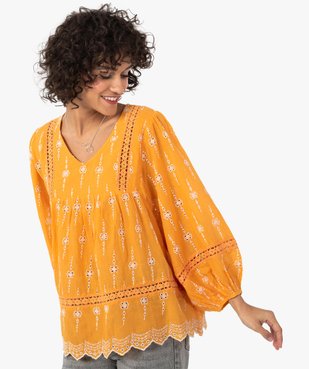 Blouse femme brodée à manches longues coupe ample vue6 - GEMO(FEMME PAP) - GEMO
