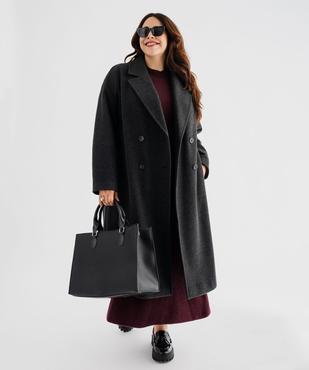 Manteau long croisé à double boutonnage et col femme grande taille vue1 - GEMO (G TAILLE) - GEMO