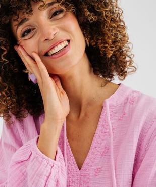 Blouse manches longues en gaze de coton femme vue2 - GEMO(FEMME PAP) - GEMO