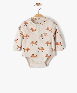 Body bébé à manches longues effet tee-shirt vue1 - GEMO(BB COUCHE) - GEMO